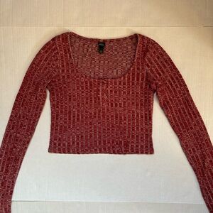 Wild Fable Red Long Sleeve Crop Top S